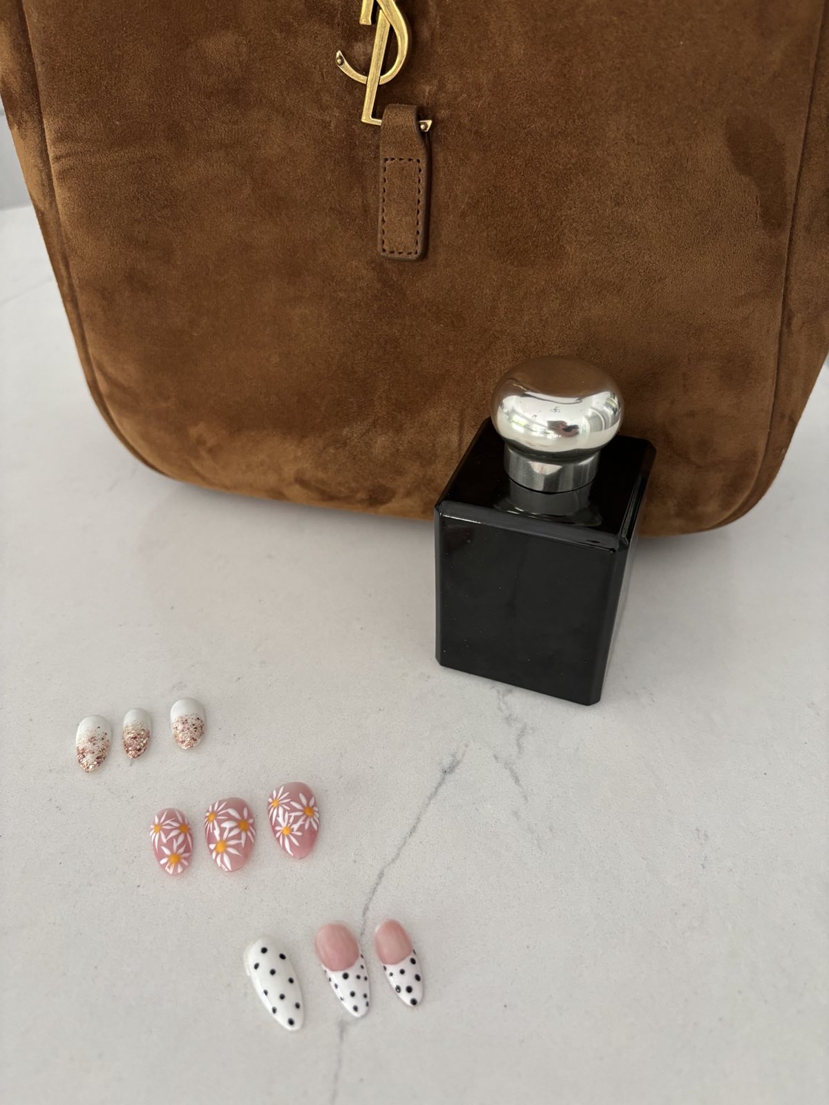 Glitter ombré, daisy and polka dot signature GelX sets